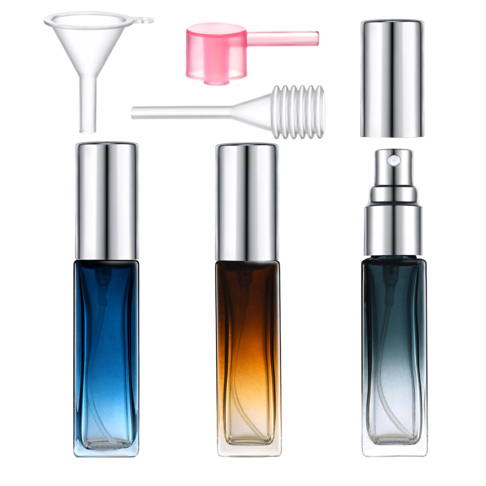 Yikimyfo Perfume Bottles Empty Refillable, 3 Pcs 9Ml Travel Size Spray Bottle Portabe Glass Perfume Bottle Fine Mist Perfume Atomizer Leak-Proof