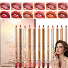 Lip Liner Set, Lipstick Pencil Lip Liners Stain, 12 Colors, Long-Lasting, Creamy High-Pigmented Lip Makeup