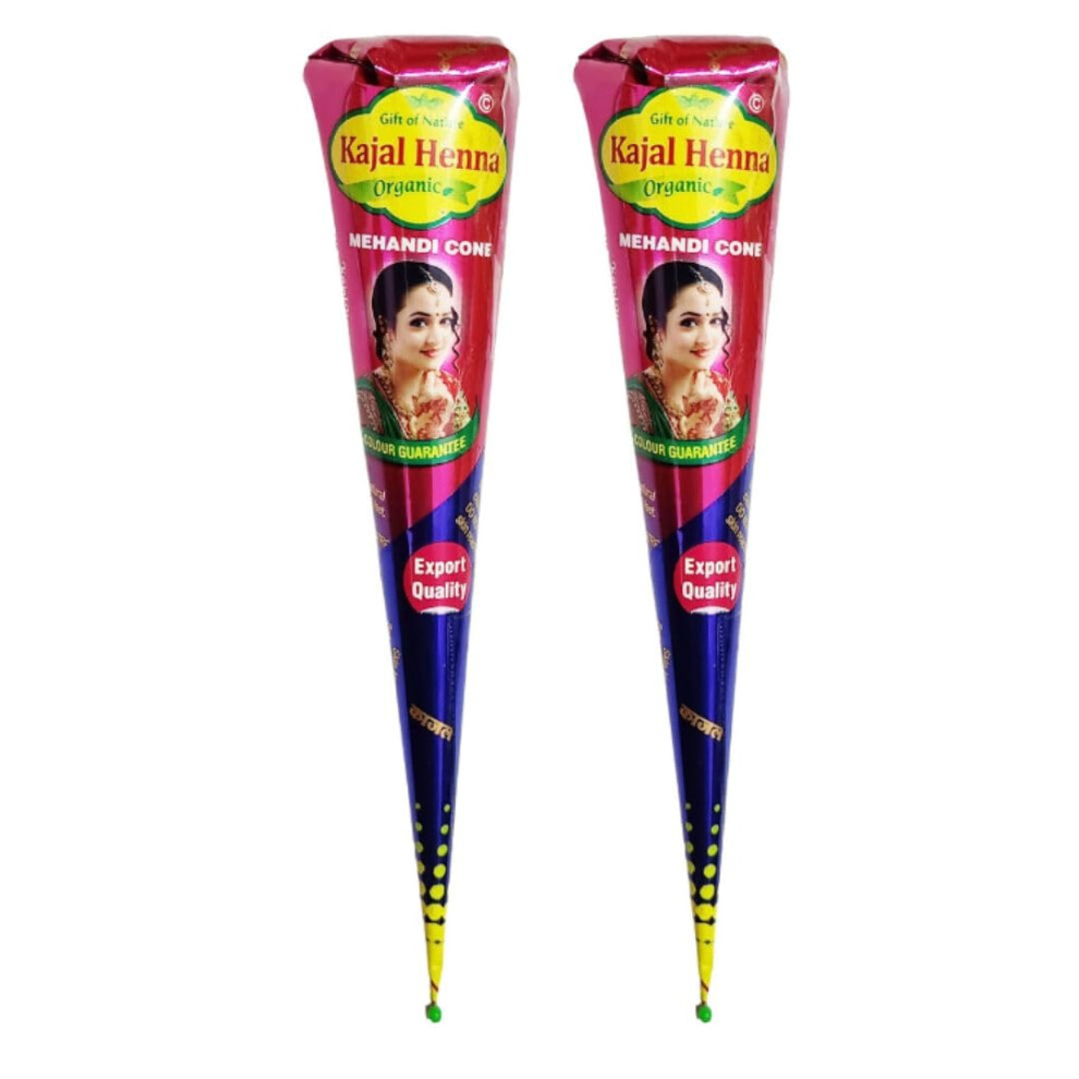 Aarnav Dark/Brown Fresh Kajal Henna Cones For Natural Temporary Tattoos Kajal Mehndi Cone For Temporary Tattoos And Body Art (Pack Of 2)