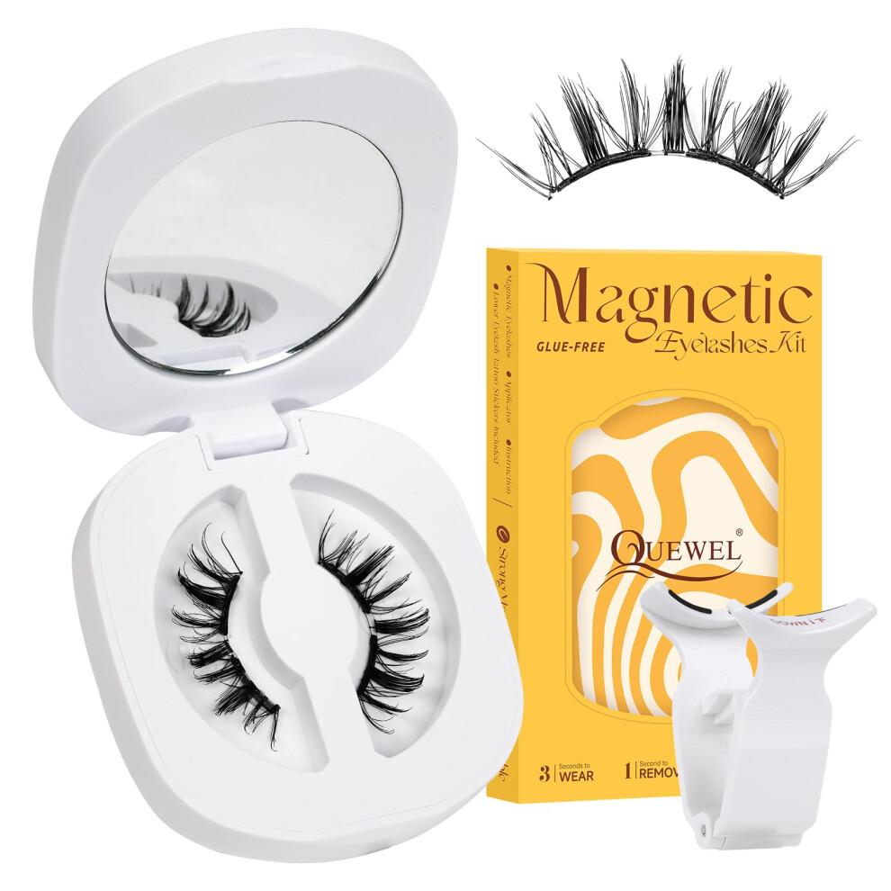 Quewel Soft Magnetic-Eyelashes With Applicator, Upgrade Magnetic-Lashes With Applicator, No Glue Needed False Eyelashes Kit