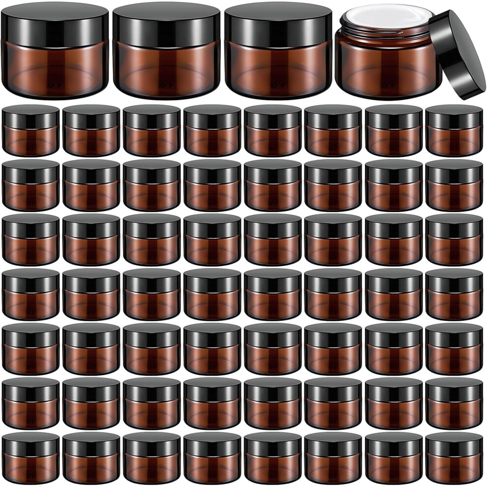 Xaztr Amber/Cream 60Pcs 30Ml Glass Jars With Lids, Small Containers With Lids Round Empty Cosmetic Jars Refillable Jar For Lotions, Sample, Powder