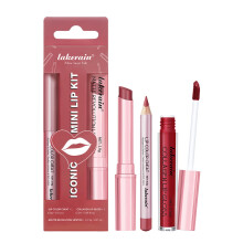 3PCS Matte Liquid Lipstick Lip Balm & Lip Liner Lip Kit, Hydrating Tinted Pink Lip Balm, Collagen Lip Gloss For Dry Lips, Waterproof Make Up Set