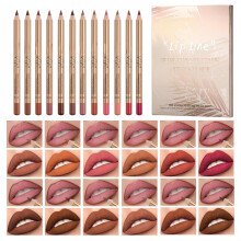 SinceReal 12 PCS Nude Lip Liner Gloss Set, Matte Lip Liner Stain, Smooth & Long-Lasting Lipstick Glosses Pencil Lipliner for Women