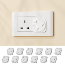 EUDEMON 12 Pack Baby Safety Plug Socket Covers, Childproof UK Three-pin Outlet Plug Covers, Easy to Use (White)