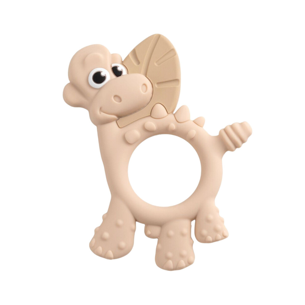 Dotty The Dinosaur Teething Toys, Fawn - Multi-Sensory Teether - Bpa Free Baby Toy - Strengthen Mouth Muscles & Learn Feeding Bibado