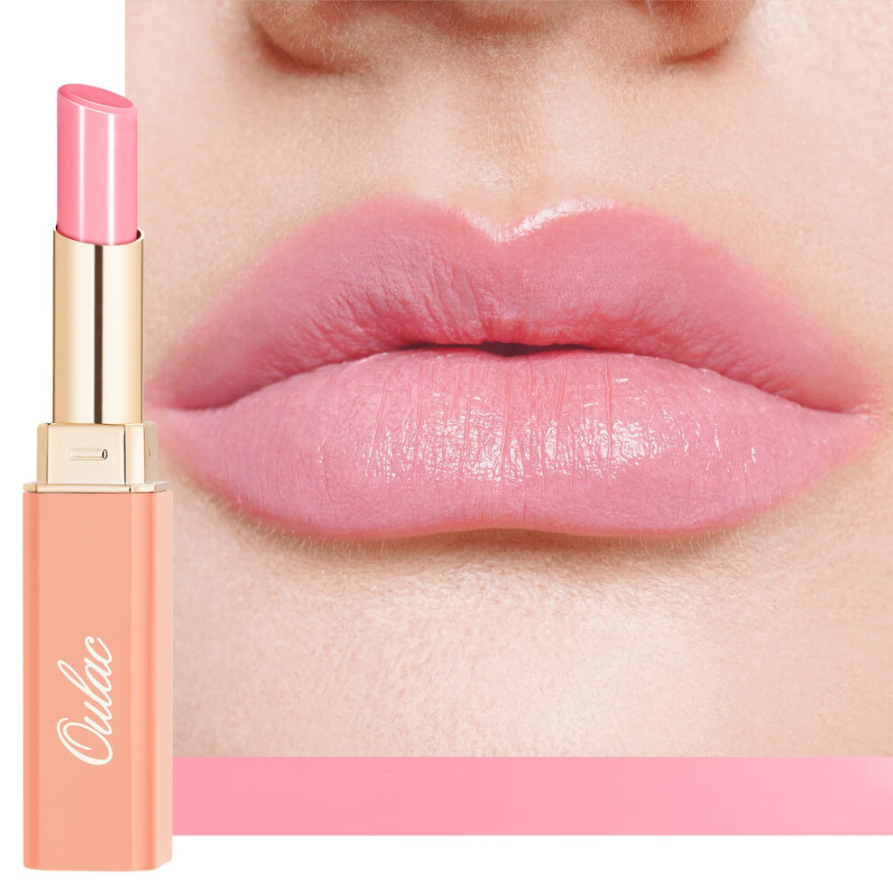 Oulac Candy Pink Lipstick - Moisture Shine Hydrating Lipstick & Tinted Lip Balm For Dry Lips, Medium Coverage Lip Colour | Juicy Look, Glossy Finish