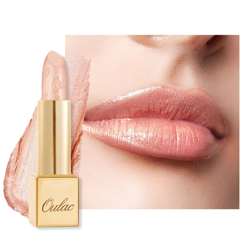 Oulac Metallic Shine Lipstick - Sheer Cover Lip Balm, Lightweight Soft Lip Base Ultra Hydrating, Moisturizing Primer For Lips, Vegan & Cruelty-Free