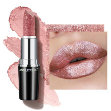 Anglicolor Metallic Glitter Nude Pink Lipstick,High Impact Shimmer Lipcolor,Lightweight Hydrating Creamy Formula Smooth and Non-Sticky,Lipstick For
