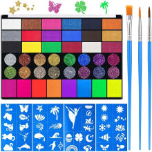 CHASPA Face Paint with 42 Colors, Face Painting Kit with Stencils and Brushes, UV Paint for children and Adults
