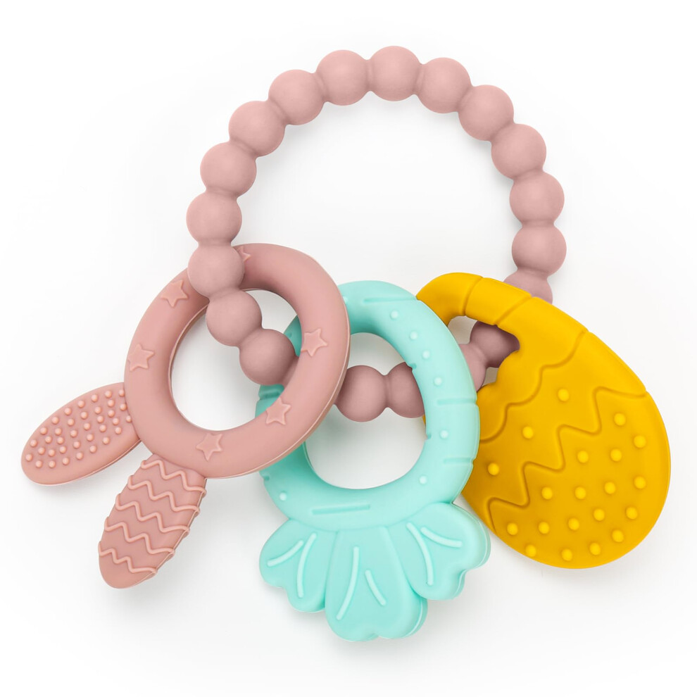 Easter Silicone Teething Toys, Easter Teether Gel 3 Months+, Easter Sensory Toys, Baby's Easter Egg Rabbit Carrot Teether Toy Cldy
