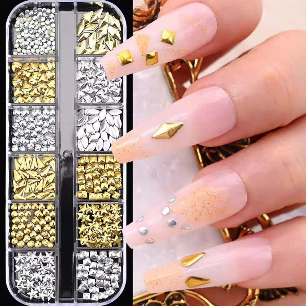 Dream Aurora 3D Nail Charm - Glitter Sequins For Nails,Holographic Glitters & Silver And Gold Nail Art Supplies Kit