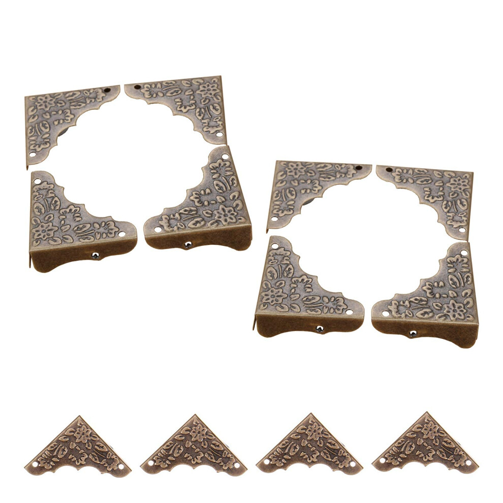 12Pcs Antique Metal Edge Box Corner Protector Retro Furniture Table Edge Guards Wooden Jewelry Box Protect Decorative Vintage Metal Bronze Yetaha