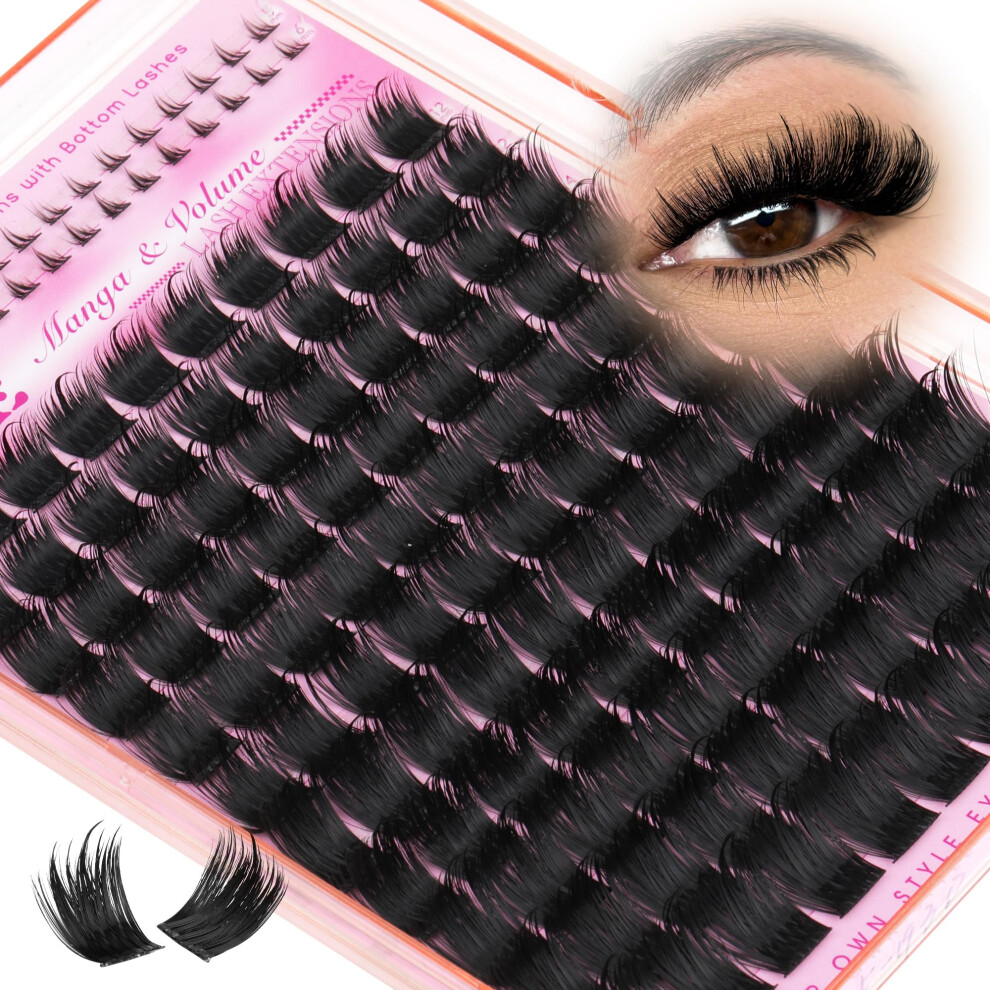 Jimire Volume Lash Clusters Wispy Individual Eyelashes Russian Lashes Individual Cluster 12-18Mm D Curly Fluffy Cluster Lashes With Bottom Lashes