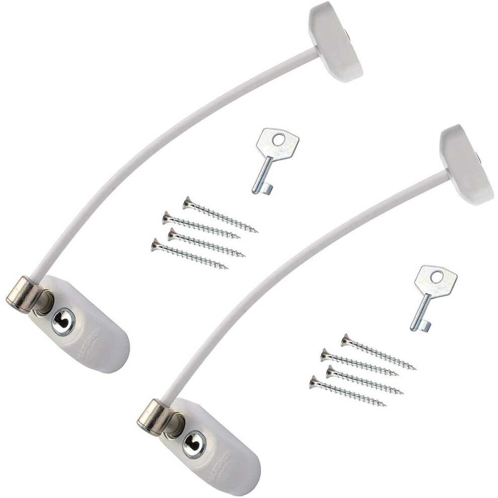 Max6mum Security Lockable Baby And Child Window And Door Safe Restrictor In (2 Pack) White Truly Pvc Supplies