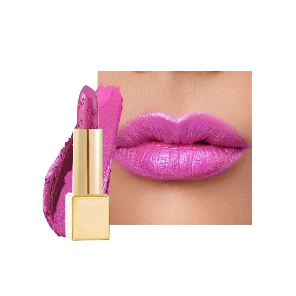 Oulac Purple Metallic Glitter Lipstick, Violet Shine High Impact Lipcolor,Mauve Long Lasting Lip Stick, Soft And Ultra Moisture,Vegan & Cruelty-Free