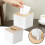 Square Tissue Box Cover with Bamboo Lid – White 1