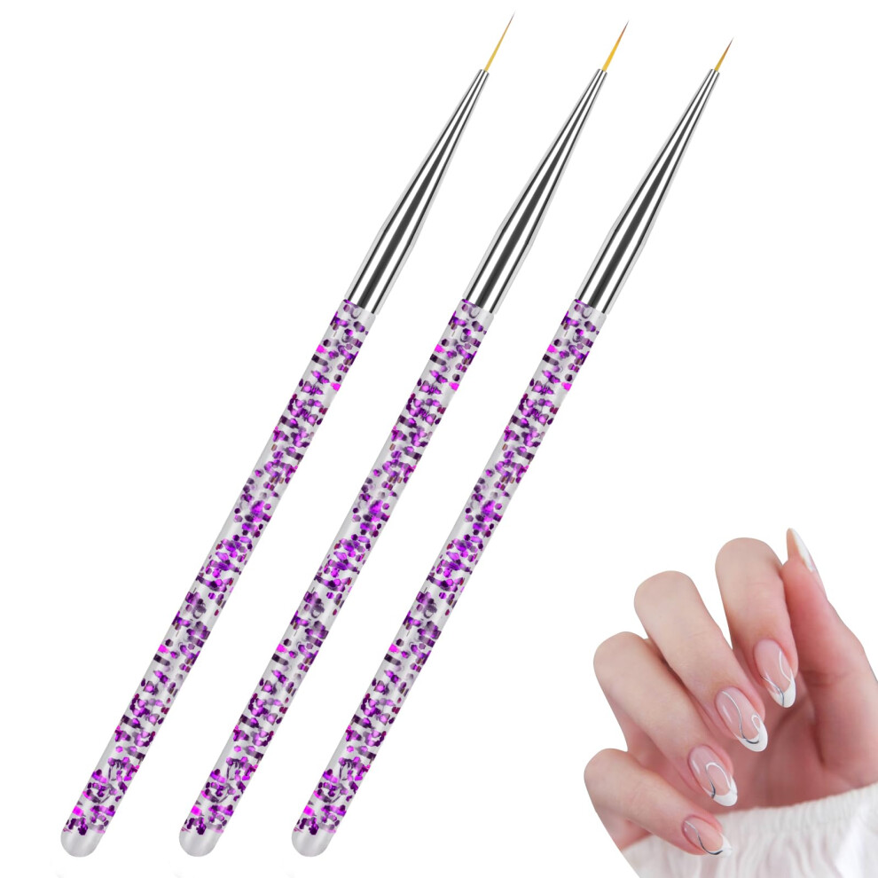 Aybuy 3Pcs Nail Art Liner Brushes, Detail Nails Brushes Nail Dotting Painting Drawing Pen Nails Art Design Painting Brush For Diy & Professional Use