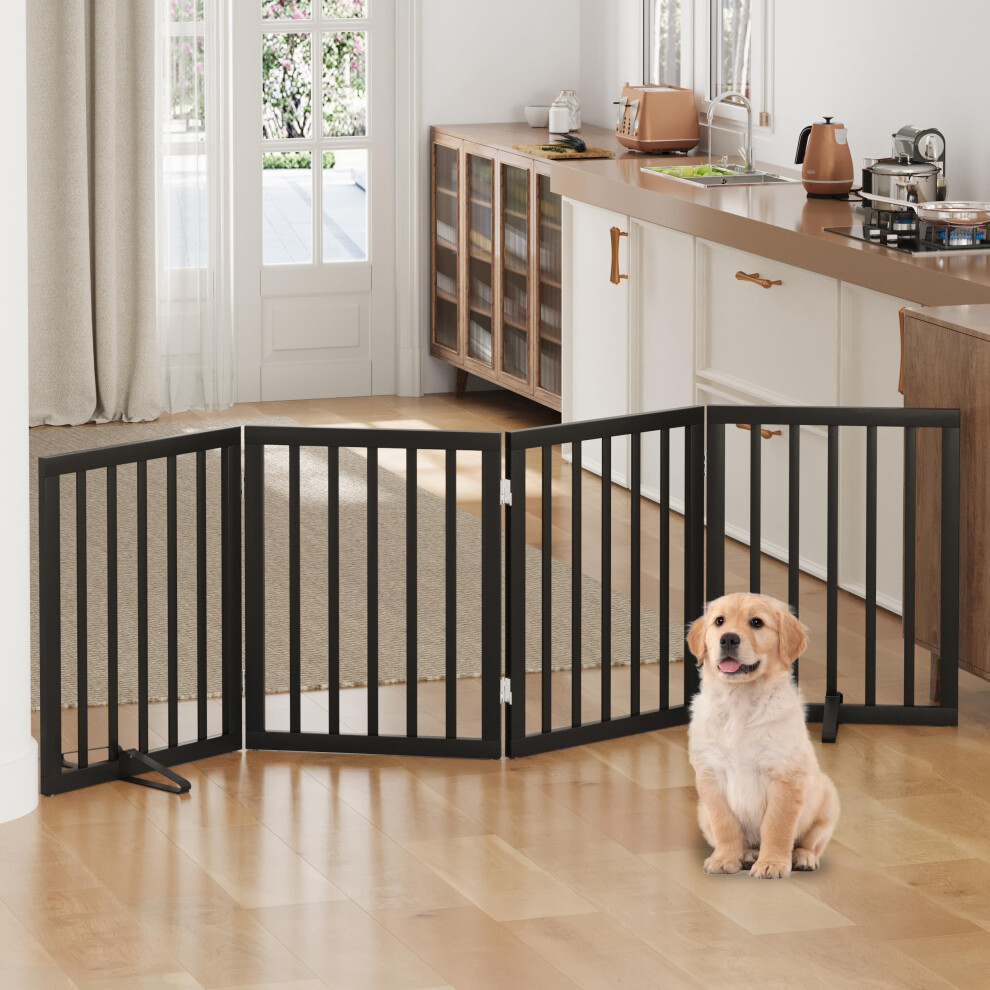 Dog Gates For Doorways, Foldable Dog Gate Indoor, Freestanding Pet Gates For Doorways Bedroom, Puppy Gate With Metal Support Feet Algherohein