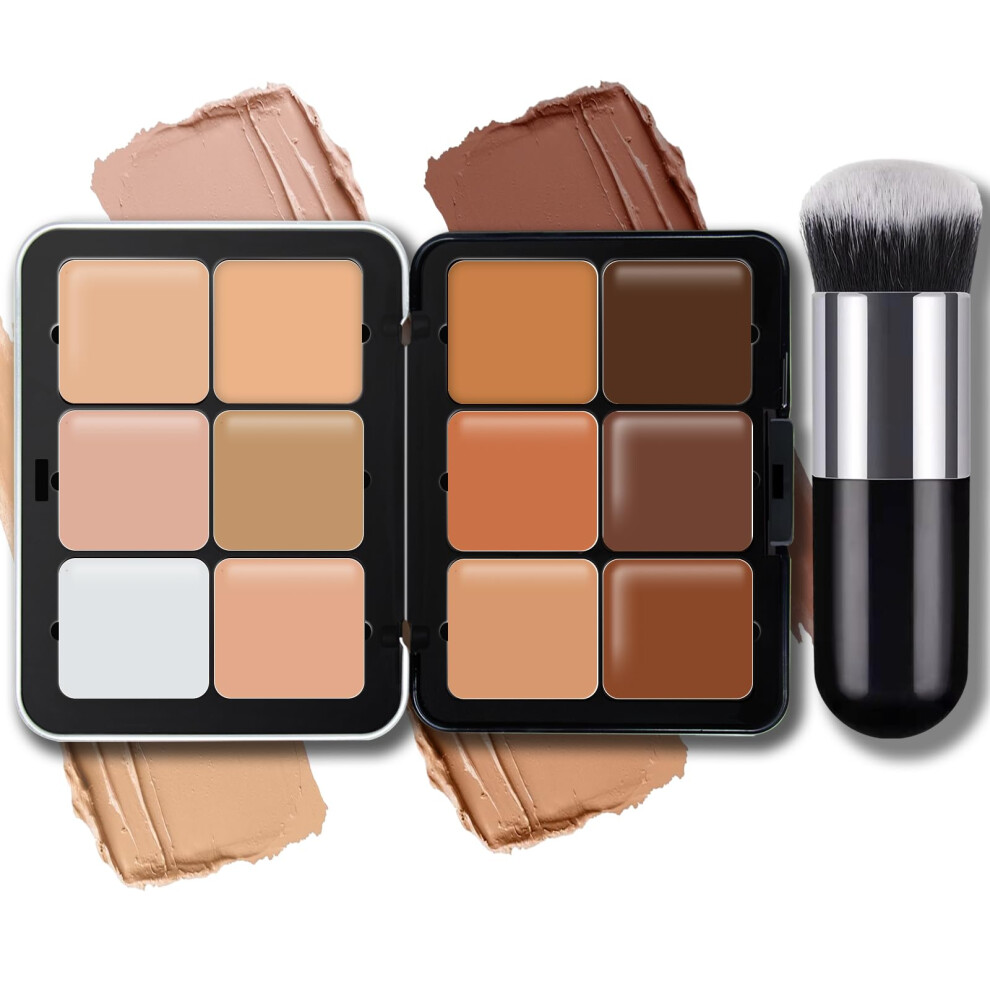 Noerrors Cream 12 Colors Concealer Foundation Palette, Blendable Color Correcting Contour