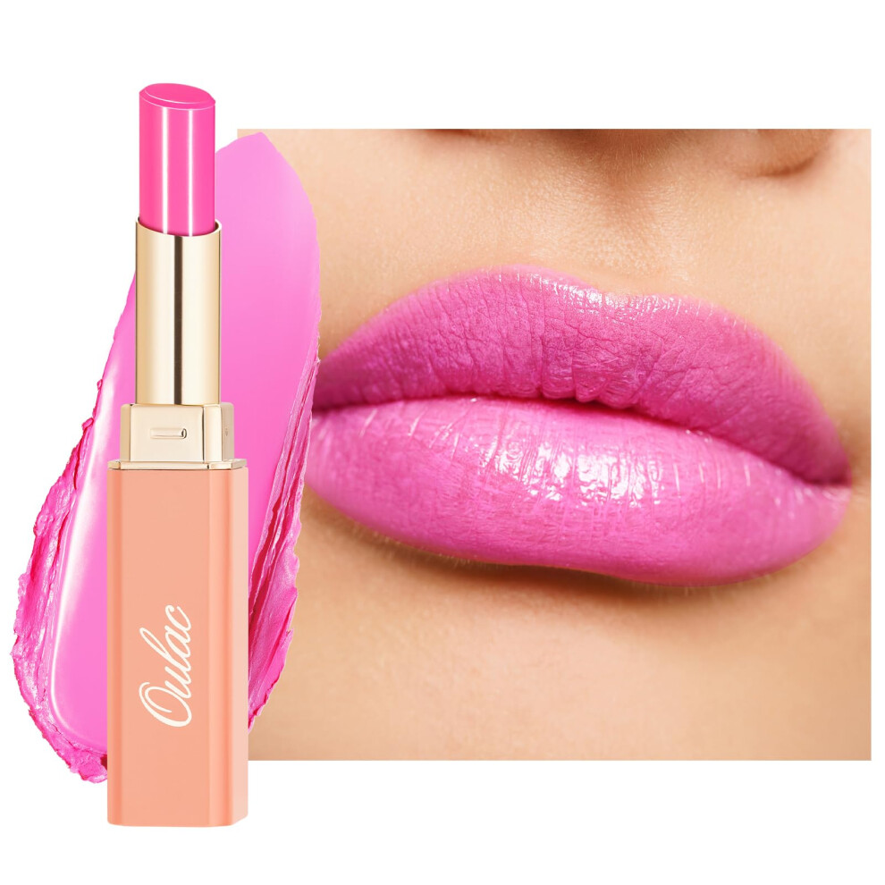 Oulac Pink Bright Pastel Lipstick - Moisture Shine Hydrating Lipstick & Tinted Lip Balm For Dry Lips, Medium Coverage Lip Colour | Juicy Look