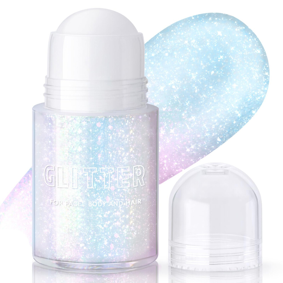 Noerrors Roll-On Holographic Body Glitter Gel For Body Face Hair, Sparkle Chameleon Color Changing Chunky Mermaid Sequins Body Glitter Gel Festival
