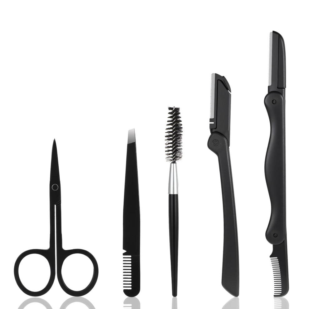 Vin Beauty Eyebrow Grooming Kit, 5-In-1 Eyebrow Trimmer Eyebrows Grooming Set With Eyebrows Razors Trimmer, Eyelash Extension Brush, Scissors