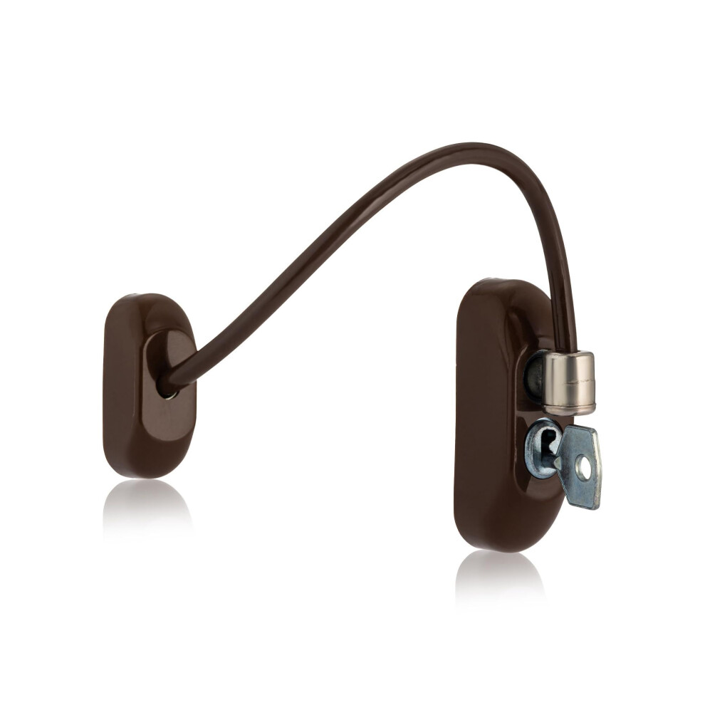Viper Key Locking Cable Window Restrictor In Durable Window Safety Lock For Child Safety And Window Security Brown Xfort