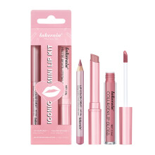 3PCS Matte Liquid Lipstick Lip Balm & Lip Liner Lip Kit, Hydrating Tinted Pink Lip Balm, Collagen Lip Gloss For Dry Lips, Waterproof Make Up Set