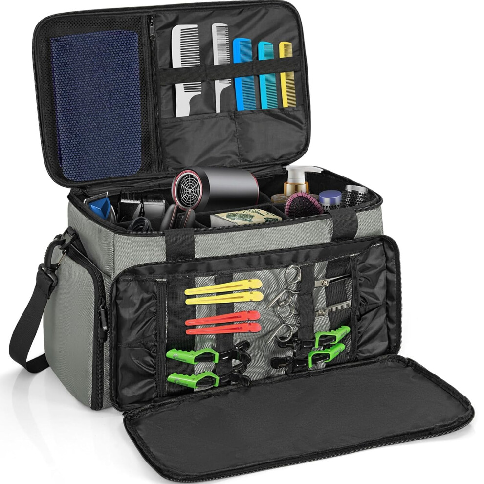 Ipeb Barber Supplies Bag With Adjustable Dividers, Multifunctional Hairdresser Organizer For Clippers & Tools