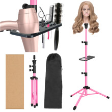AliLeader 50 Inch Metal Wig Stand Tripod, Adjustable Wig Mannequin Head Stand with Tool Tray for Cosmetology Hairdressing
