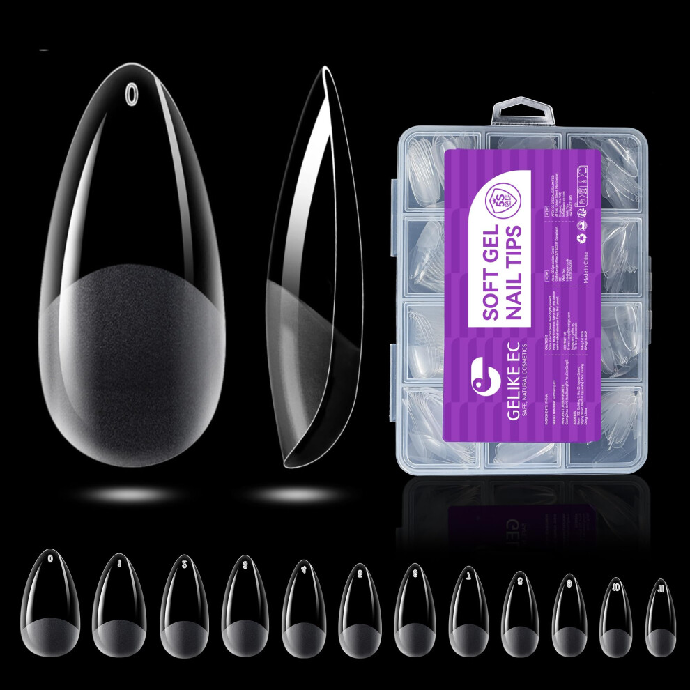 Gelike Ec Medium Almond Nail Tips For Extension: Soft Gel Nails Tip Easy And Long Last- 240Pcs 10 Sizes For Salon Home Diy Practice Art Design