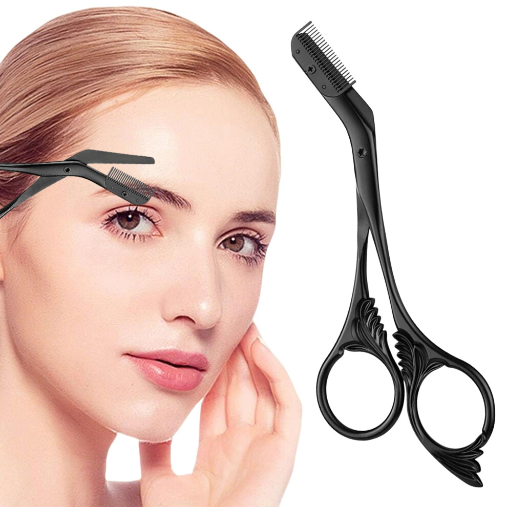 Chersun Professional Stainless Steel Eyebrow Scissors With Comb, Eyebrow Trimmer For Men And Women, Precision Grooming Scissors, Non-Slip Beauty Tools