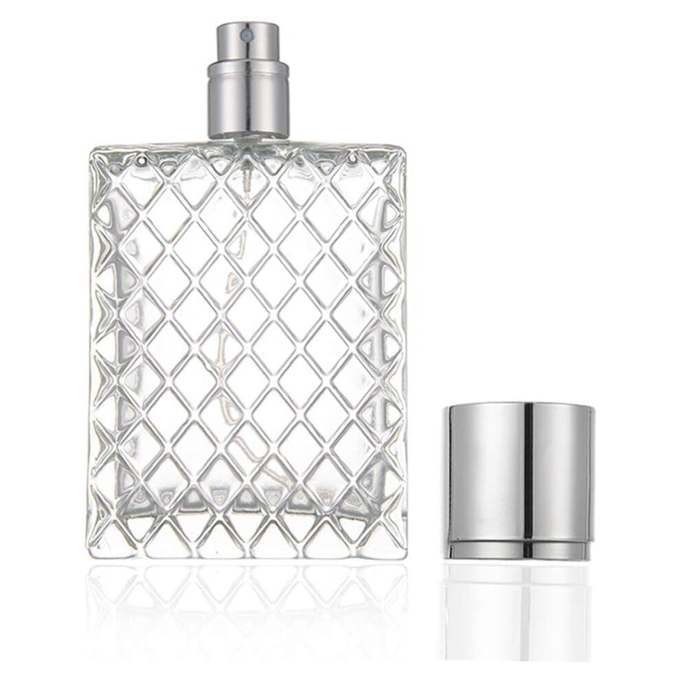 Nlinlin 100Ml 3.4Oz Clear Glass Spray Bottles Empty Square Perfume Fine Mist Atomizer Refillable Essential Oil Container For Travel Spray Bottles,For