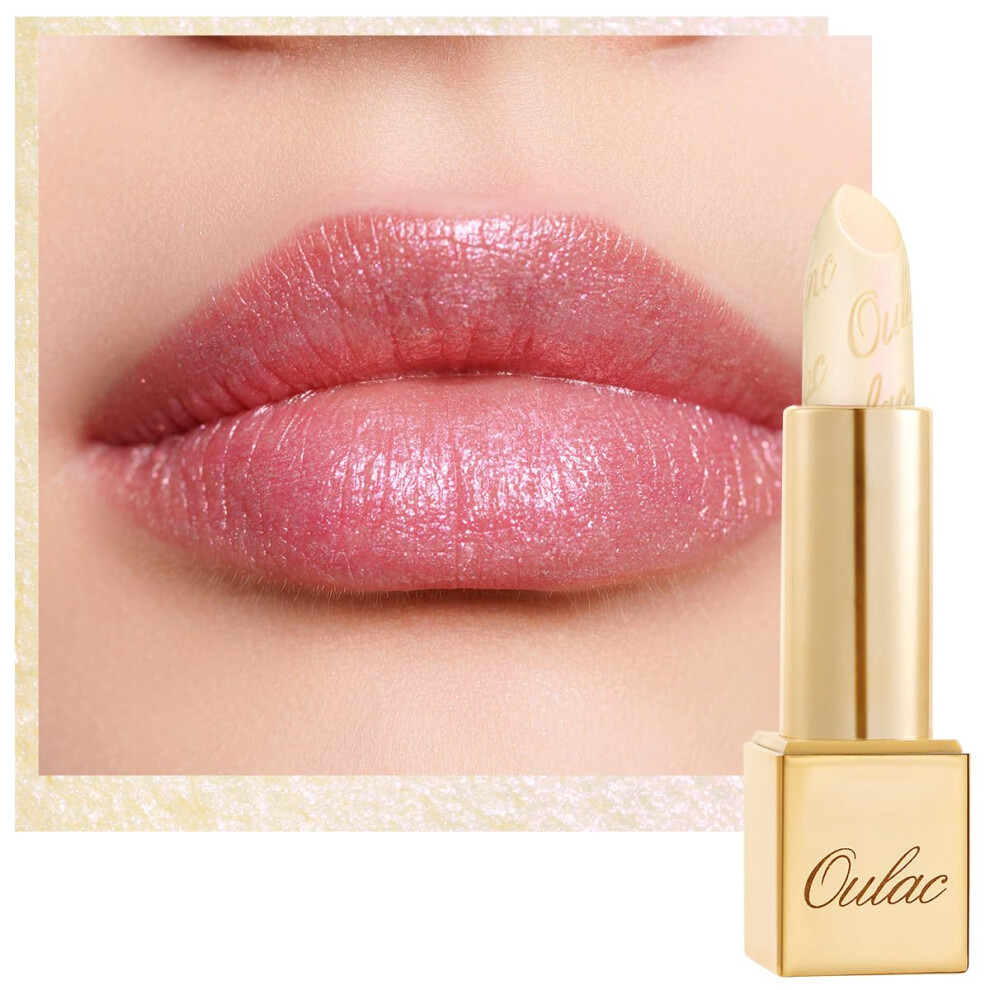 Oulac White Metallic Shine Lipstick - Sheer Lip Balm, Lightweight Soft Lip Base Ultra Hydrating, Moisturizing Primer For Lips, Vegan & Cruelty-Free