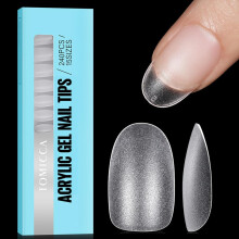 TOMICCA Short Oval Nail Tips, Clear Nail Tips Natural False Nails Oval Round French Acrylic Nails Artificial Nails Tips for Girls Women
