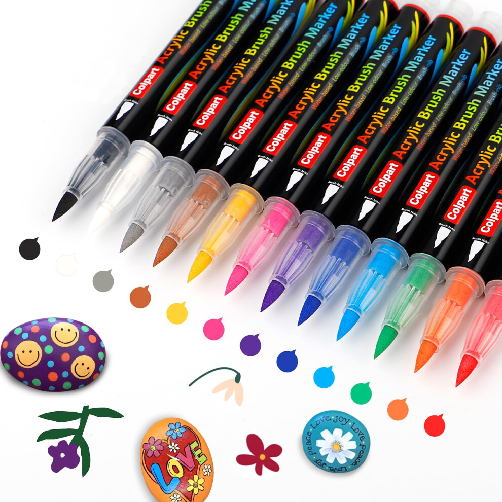 Colpart 12 Colors Acrylic Paint Markers-Nail Art Markers For Drawing, Dotting, And Lining. Waterproof & Quick-Drying, Non-Toxic Acrylic Pens For Rock