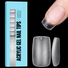 TOMICCA Short Square Nail Tips, Clear Nail Tips Natural False Nails Square French Acrylic Nails Artificial Nails Tips for Girls Women
