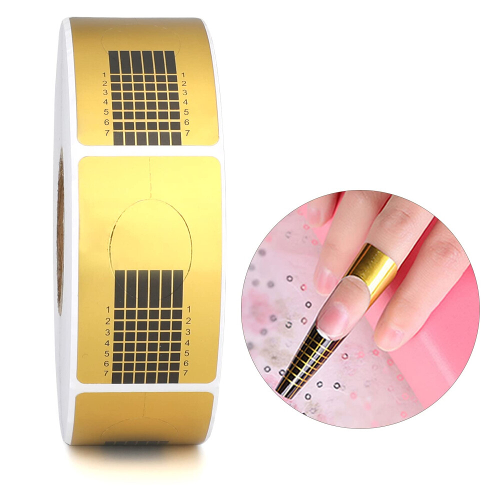G2plus Gold Nail Forms For Gel Builder - 500Pcs Paper Nail Forms For Gel Nails - Nail Extension Sticker Forms