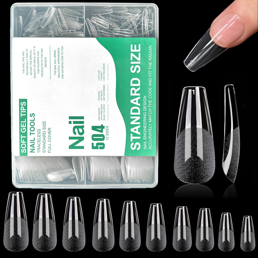 Pecehom Nail Tips Short Almond,240Pcs Soft Gel Full Cover Nail Tips Kit For Nails Extensions,Clear Strong Fake Press On Nails Tips For Manicure Salons Nail