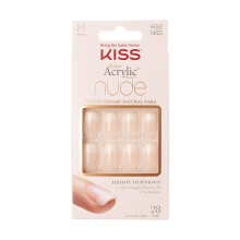 KISS Salon Acrylic French Nude Collection, Cashmere, Medium Length Nude Fake Nails, Includes False Nails, Nail Glue, Nail File, and Manicure Stick