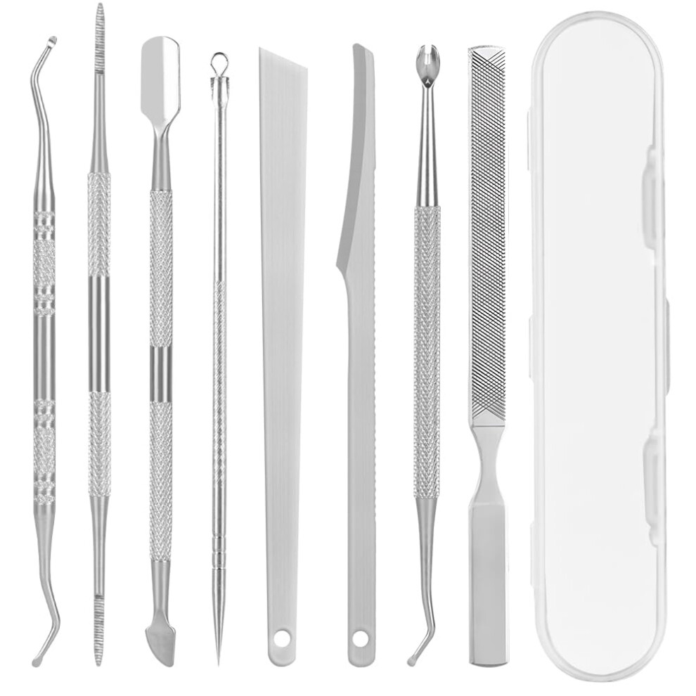 Lophe Ingrown Toenail Tool Kit, 8 Pcs Stainless Steel Pedicure Tool Kit, Ingrown Toe Nail File And Nail Lifter Cuticle Pusher Pedicure Set