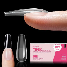 Beetles Tipex Instant Apex Nail Tips,120Pcs Pre-building & Pre-Etched Gel Nail Tips Long Coffin Thicker Acrylic Nails Strong Full Cover False Nail