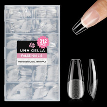 UNA GELLA Medium Coffin Nails Tips, 312Pcs Pre-Etched Gel Nail Tips Coffin Press On Nails Clear Full Cover for Nail Extensions & DIY Art Salon at
