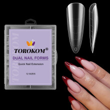 TOROKOM Nail Dual Forms for Poly Gel, 120P Quick Extension Molds Clear Tips, Full Cover Reusable Nail Forms for Builder Gel Manicure Design Salon &