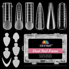 288PCS Clear Dual Nail Forms System, EBANKU Full Cover Nail Mold Tips Acrylic Nail Extension with 72PCS Nail Forms Stickers