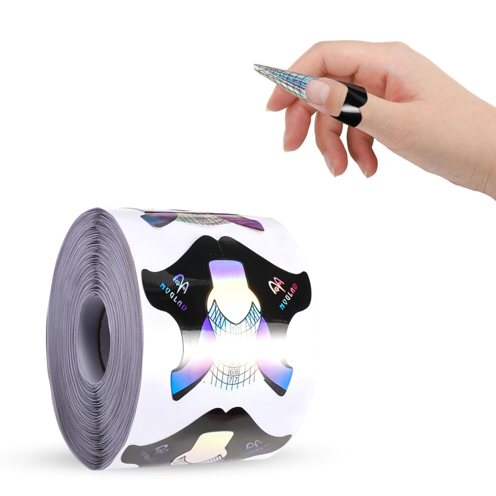 Qingzy 300 Pcs Nail Forms For Gel Builder, Nail Extension Stickers Roll, Self-Adhesive Nail Forms For Acrylic Uv Gel Polygel
