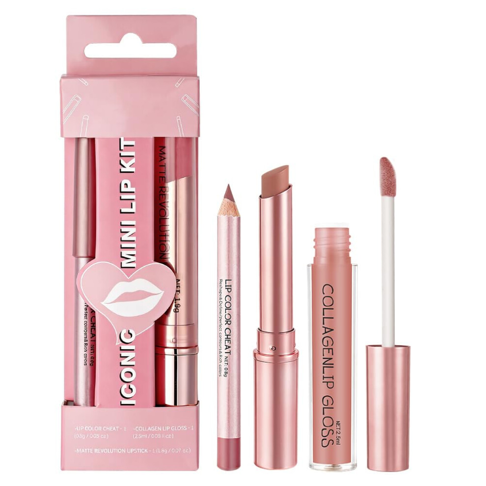 Lophe 3-Piece Lip Liner And Lipstick Set, Hydrating Matte Liquid Lipstick & Lip Gloss