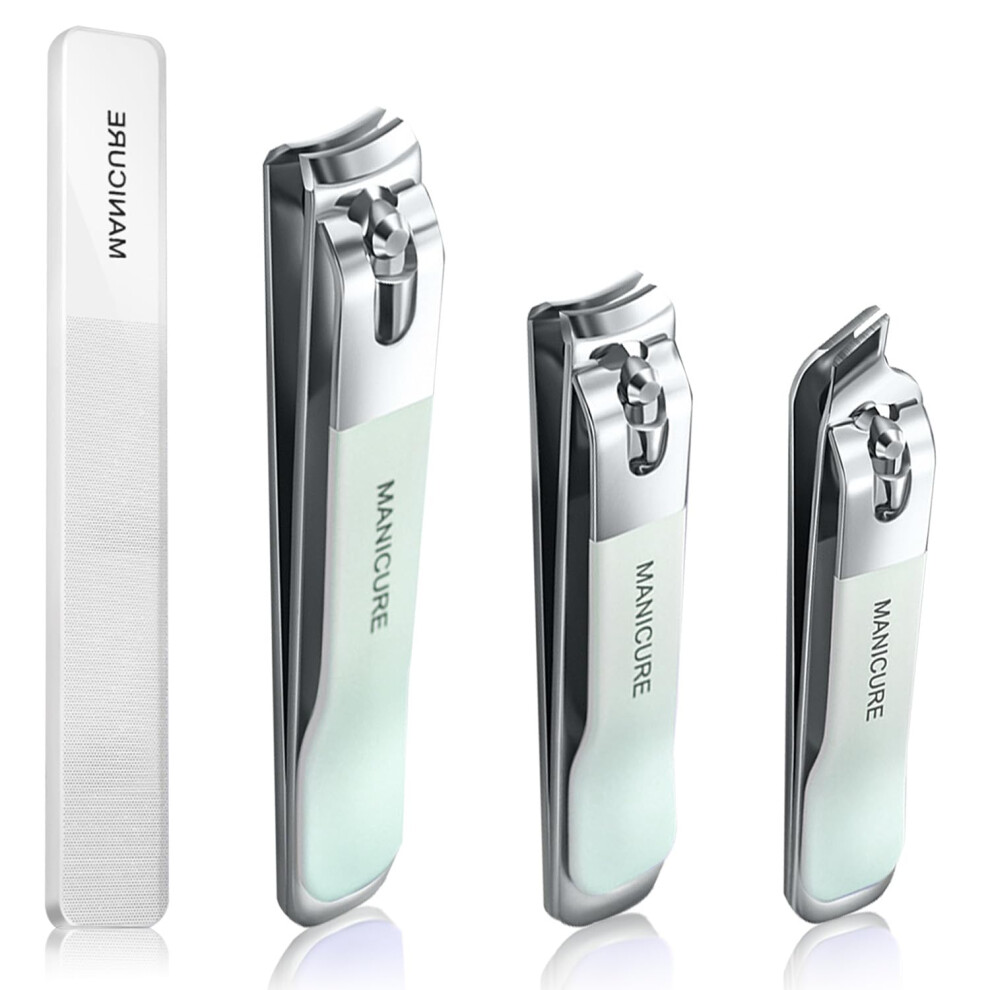 Yunyu Stainless Steel Nail Clipper 3 Pcs, Heavy Duty Toenail Clippers For Cutting Fingernail Toenails, Sharp Nail Cutter, With Nail File