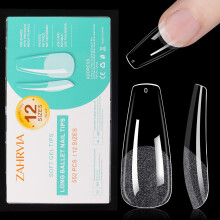 Fake Long Coffin Nails - ZAHRVIA 552PCS Soft Gel Full Cover Nail Tips Kit for Nails Extensions