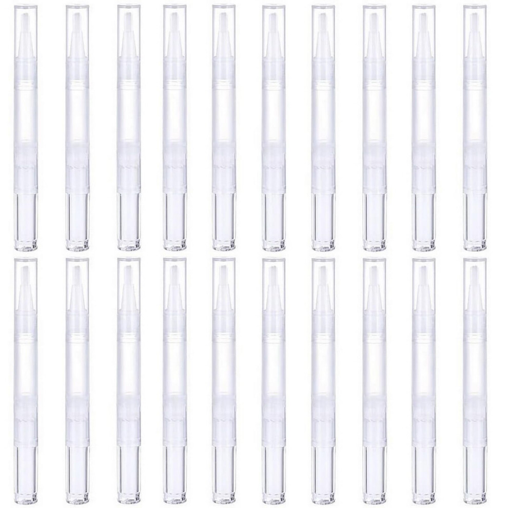 Vanana 20Pcs Transparent Nail Oil Pens With Brush - Empty Cuticle Oil Pens For Lip Gloss, Eyelash Growth Liquid